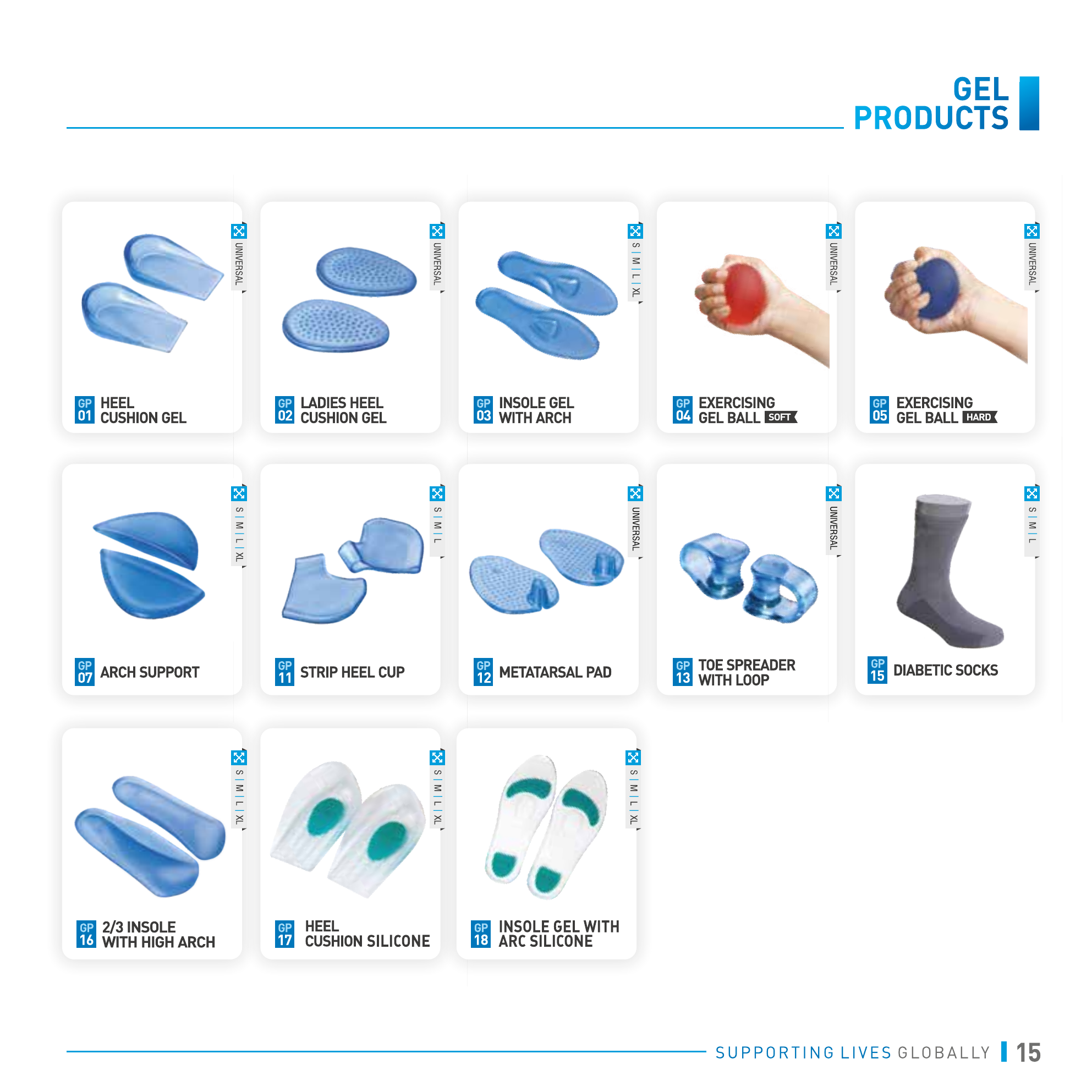 Gel Products catalogue page