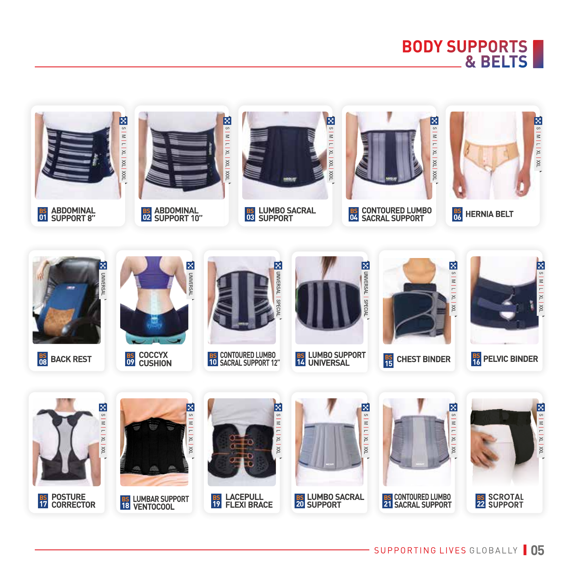 Body Supports & Belts catalogue page