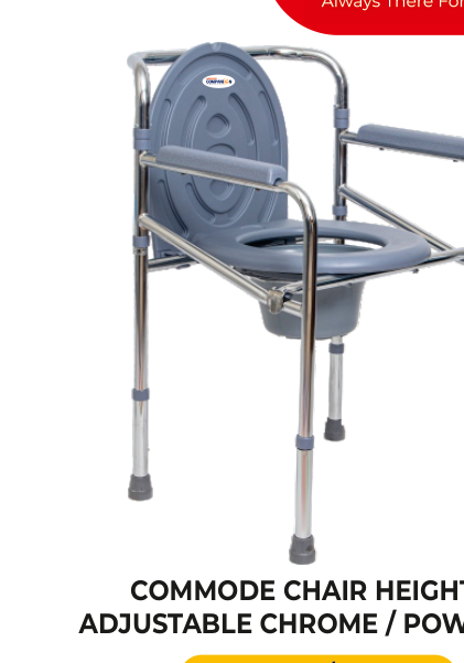 Height Adjustable Commode Chair — Chrome